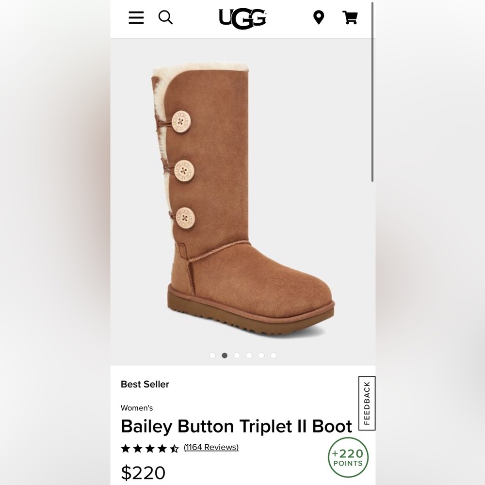 Womens Chesnut Uggs Size 8 - Bailey Button Triplet II Boot